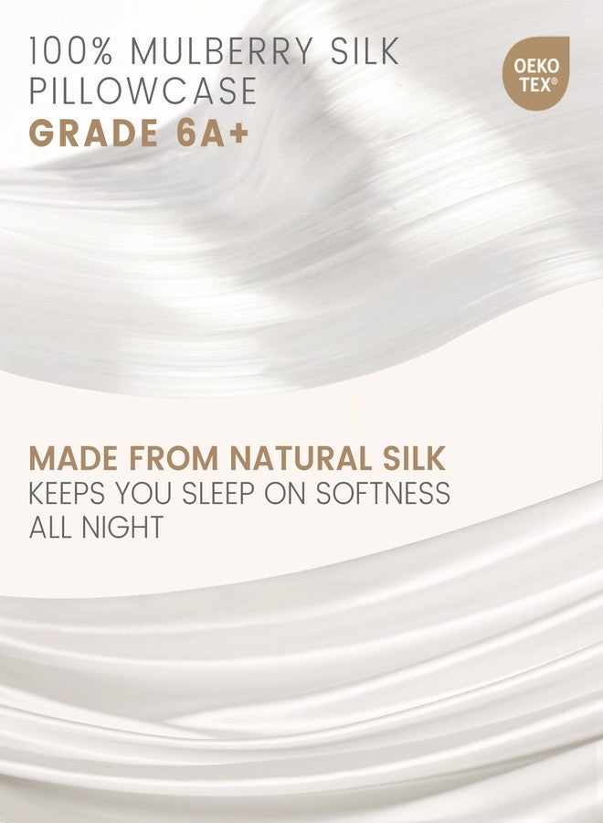 ثكس سيلك طقم غطاء وسادة من الحرير الطبيعي 100% من THXSILK مكون من قطعتين، مناسب للشعر والبشرة، غطاء وسادة من حرير التوت عالي الجودة (6A+)، مقاس قياسي، غطاء وسادة من الحرير الطبيعي مع سحاب (أبيض، قياسي). - Image 2